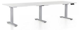 Výškově nastavitelný stůl OfficeTech Long, 240 x 80 cm, šedá podnož