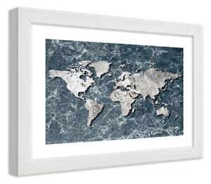 Gario Plakát Mapa světa na mramoru Barva rámu: Bílá, Velikost: 100 x 70 cm