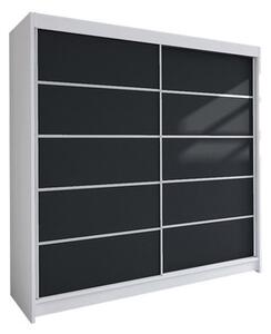 Šatní skříň TALIN IV šířka 180 cm - bílá/černá