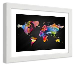 Gario Plakát Mapa světa v různých barvách Barva rámu: Bílá, Velikost: 100 x 70 cm