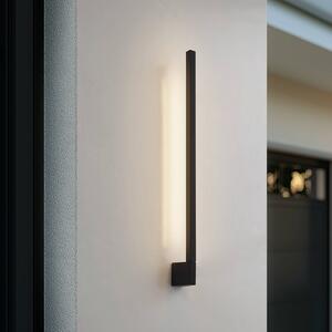 Lindby LED nástěnné světlo Neano, 80 cm, černé, kov, IP54, Černá, Hliník, Moderní