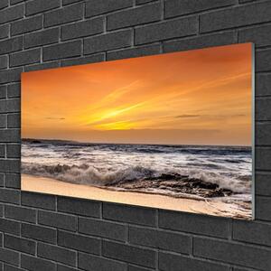 Obraz na skle Moře Slunce Vlny Krajina 140x70 cm