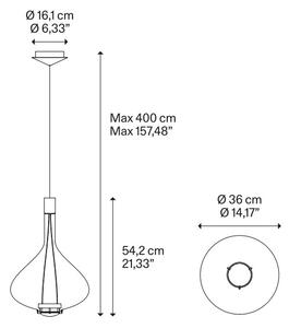 Lodes Designové závěsné LED svítidlo SKY-FALL LARGE, 12W, v. 54,2 cm, CRI90 Barva: Zlatá, Teplota světla: 2700K, Barva konstrukce: Chrom