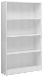 Knihovna 4 police bílá vysoký lesk 80 x 24 x 142 cm dřevotříska