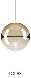 Lodes Designové závěsné LED svítidlo RANDOM SOLO, 3W, ø 23 cm, CRI90 Teplota světla: 2700K, Barva stínidla: Zlatá, Barva kabelu: transparentní