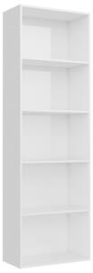 Knihovna 5 polic bílá s vysokým leskem 60x30x189 cm dřevotříska