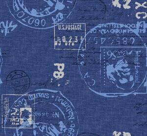 Metráž dekorační látka - Oxa 32013-107 Stamps modrá