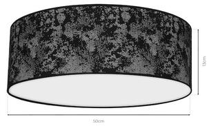 Stropní svítidlo Satino Round, 1x černé/stříbrné textilní stínítko, (bílé plexisklo), (fi 50 cm)