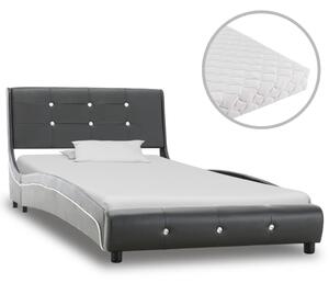 Postel s matrací šedá umělá kůže 90 x 200 cm