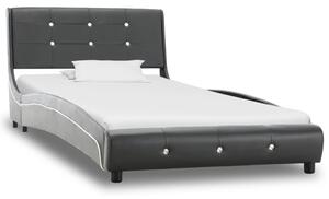 Postel s matrací šedá umělá kůže 90 x 200 cm