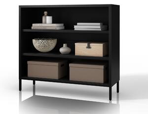 Černý kovový regál s policemi LUCA Modern 1000 x 900 x 350 mm