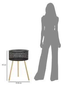 Mauro Ferretti Kulatý odkládací stolek Baram, 40x65 cm, černá/zlatá