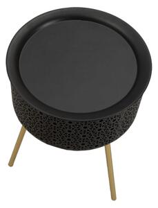 Kulatý odkládací stolek Baram, 35x50 cm, černá/zlatá