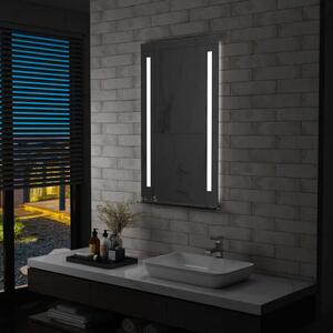 Koupelnové nástěnné zrcadlo s LED světlem a policí 60 x 100 cm