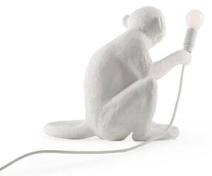 LED deko stolní lampa Monkey Lamp, bílá, sedící