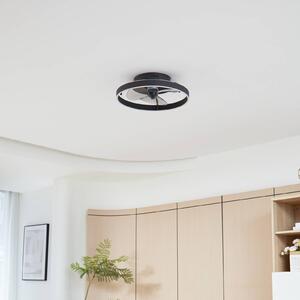 Lindby LED stropní ventilátor Momitu, černý, tichý, Ø 14 cm