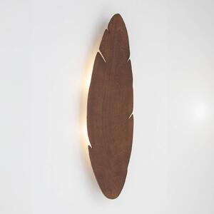 Nástěnné svítidlo Envostar Lehti, tvar listu, ořech, 69 x 24 cm