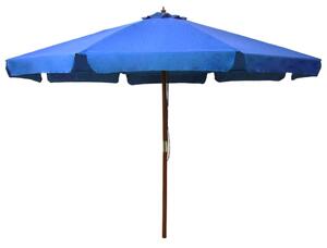 Zahradní slunečník s dřevěnou tyčí 330 cm azurově modrý