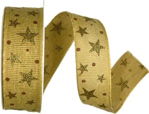 Vánoční bavlněná stuha STAR LIGHT CINNAMON 25mm x 2m (13,-Kč/m)