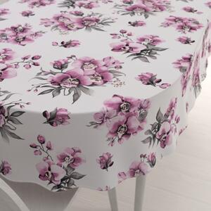 Biante Bavlněný oválný ubrus Sandra SA-623 Lila orchideje na bílém 50x100 cm