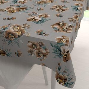 Biante Bavlněný obdélníkový ubrus Sandra SA-622 Hnědé orchideje na šedém 50x100 cm