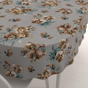 Biante Bavlněný oválný ubrus Sandra SA-622 Hnědé orchideje na šedém 50x100 cm