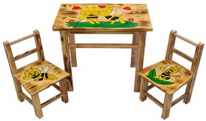 Bestent Dětský dřevěný stolek Včelka Mája + 2 židle