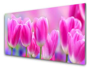 Kuchyňský skleněný panel Tulipány 140x70cm