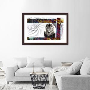 Plakát Majestátní lev Barva rámu: Hnědá, Velikost: 100 x 70 cm