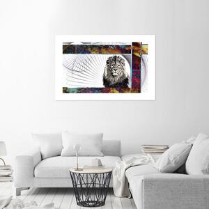 Plakát Majestátní lev Barva rámu: Hnědá, Velikost: 100 x 70 cm