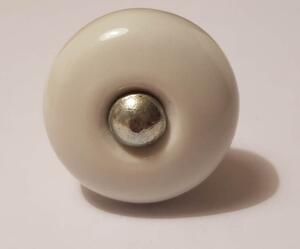 PORCELÁNOVÁ KNOPKA HLADKÁ Ø 32mm + šroub dle výběru ŠROUB: Stříbrný - délka 7,5cm