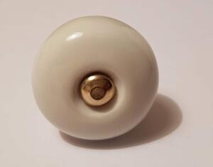 PORCELÁNOVÁ KNOPKA HLADKÁ Ø 32mm + šroub dle výběru ŠROUB: Zlatý - délka 6cm