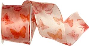 Stuha taftová WINGS OF SUMMER RED červená průsvitná 40mm x 2m (13,-Kč/m)