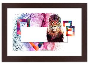 Plakát Lev s barevnou hřívou Barva rámu: Bílá, Velikost: 100 x 70 cm