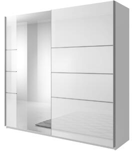 Skříň s posuvnými dveřmi se zrcadlem DELTA BE57 bílý lesk