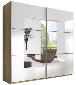 Skříň s posuvnými dveřmi se zrcadlem DELTA BE57 san remo světlá / bílá