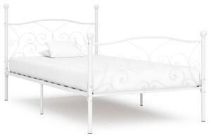 Rám postele s laťkovým roštem bílý kov 100 x 200 cm