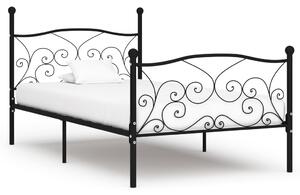Rám postele s laťkovým roštem černý kov 100 x 200 cm