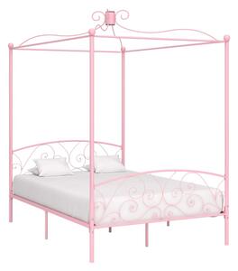 Rám postele s nebesy růžový kovový 120 x 200 cm