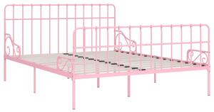 Rám postele s laťkovým roštem růžový kov 200 x 200 cm