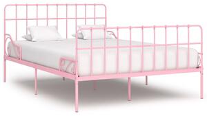 Rám postele s laťkovým roštem růžový kov 160 x 200 cm