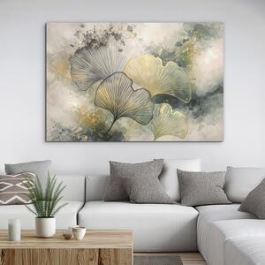 DUBLEZ | Velký dřevěný obraz - Ginko Gold Panorama | UV tisk, Premium