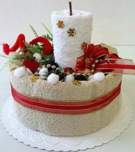 Textilní dort svícen béžový/bílý