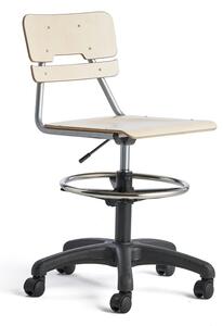 AJ Produkty Otočná židle LEGERE, velký sedák, s kolečky, nastavitelná výška 530-720 mm, bříza