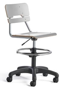 AJ Produkty Židle LEGERE, výškově nastavitelná, široký sedák, s kolečky, V 530-720 mm, šedá