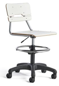AJ Produkty Otočná židle LEGERE, velký sedák, s kolečky, nastavitelná výška 530-720 mm, bílá