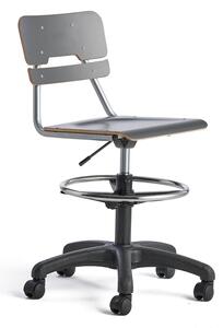 AJ Produkty Otočná židle LEGERE, velký sedák, s kolečky, nastavitelná výška 530-720 mm, antracitově šedá
