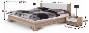 Tempo Kondela Manželská postel, s 2 nočními stolky, dub sonoma / bílá, 180x200, MARTINA