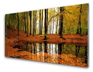 Kuchyňský skleněný panel Les Příroda 125x50 cm