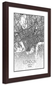 Plakát Plán Londýna Barva rámu: Hnědá, Rozměry: 30 x 45 cm